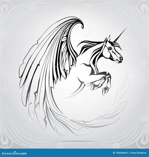 Silhouette Of The Winged Unicorn Vector Illustration Stock Vector