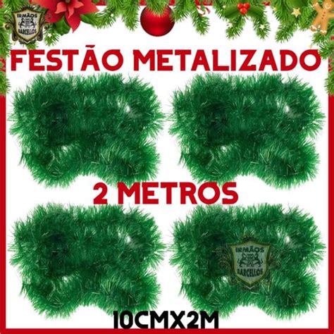 Kit De Festão Verde 2 Metros Para Árvore De Natal Enfeites Natalinos