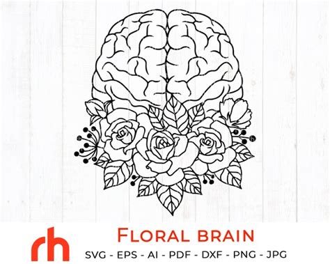 Floral Brain Svg Mental Health Svg Mind Health Svg Etsy