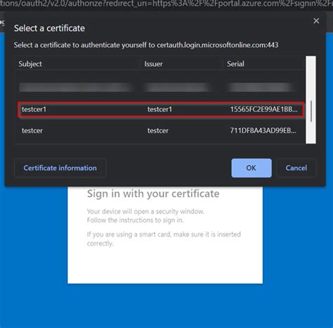 Azure Certificate Based Authentication Is Not Working In Azure Ad