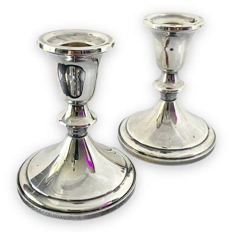 Set Of Two 2 Towle Sterling Silver Weighted Candlestick Holders 734