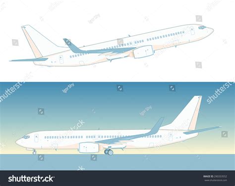 Flying Boeing Airliner Isolated On White Stock Vector Royalty Free