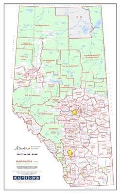 Alberta Provincial Base Map Poster Municipal Districts 1:2,000,000. A ...