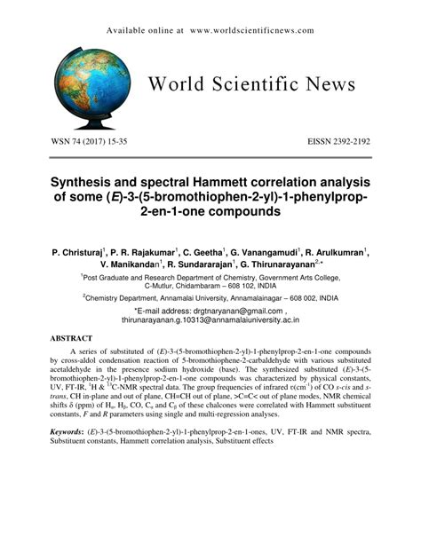 Pdf Synthesis And Spectral Hammett Correlation Analysis Of Some E