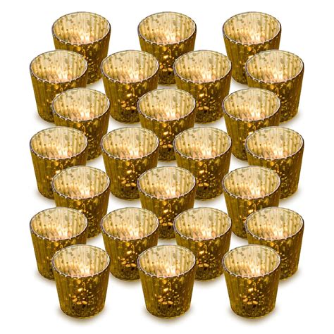 24 Pack Vintage Mercury Glass Candle Holders 3 Caroline Design