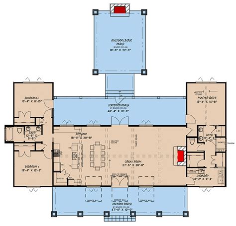 House Plans Open Floor Plans 1 Level One Story House Plan With Open ...