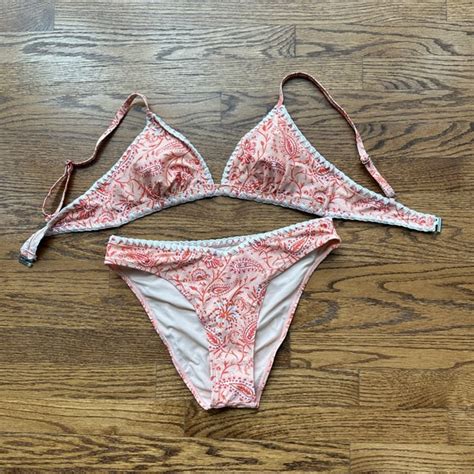 Cupshe Swim Orange And White Paisley Bikini Set Poshmark