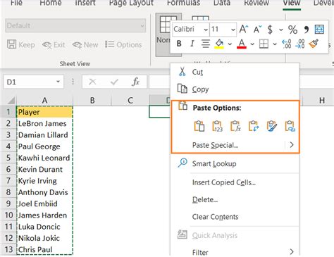 Copy Pase Data Horizontally Or Vertically In Excel