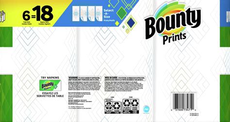 Bounty Select A Size Paper Towels Print 6 Triple Rolls 18 Regular