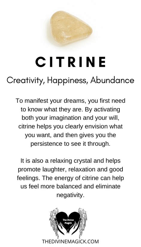 Citrine Crystal Meaning Card | The Divine Magick