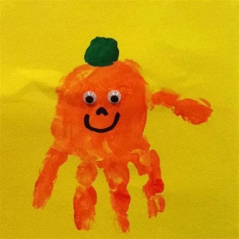 Pumpkin Handprint For Halloween Edie Horton Fall Crafts For Toddlers