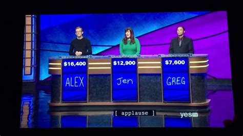 Jeopardy 3rd Daily Double Adam Vs Jen Vs Greg 10918 Youtube