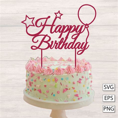 Birthday Cake Topper Svg Cricut SVG PNG Silhouette - Etsy