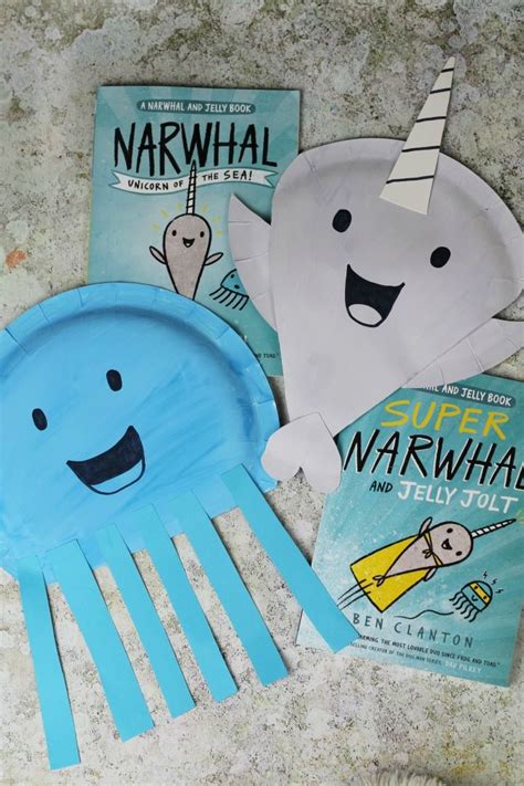 Narwhal And Jelly Paper Plate Crafts Book Themed Crafts Preschool