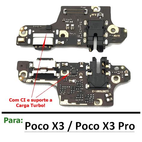 Placa Conector Usb E Microfone Completa Para Xiaomi Poco X3 Ou X3 Pro