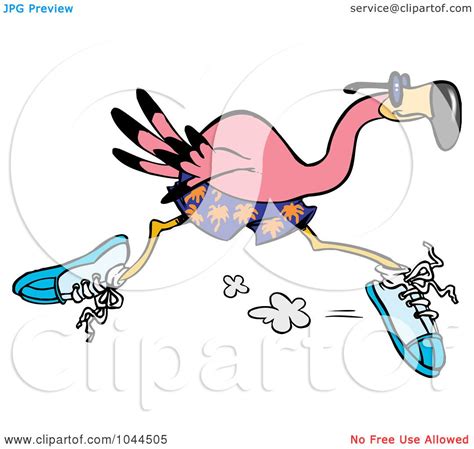 Royalty Free Rf Clip Art Illustration Of A Cartoon Flamingo Running