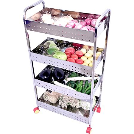 Buy Swadhin Stainless Steel Perforated Folding 4 Tier Fruits