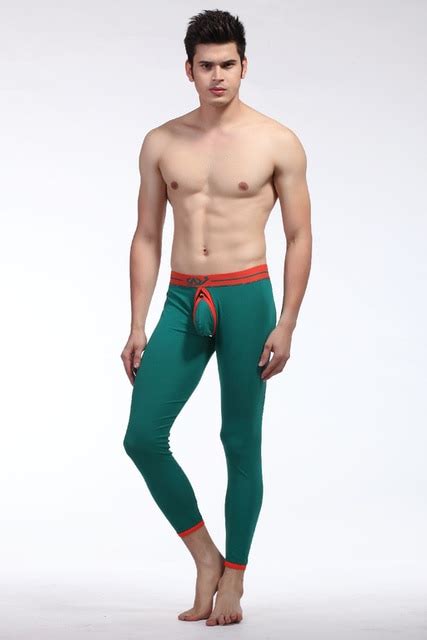 Mens Modal Thermal Underwear Warm Underpants Gay Long Johns Hollow Out