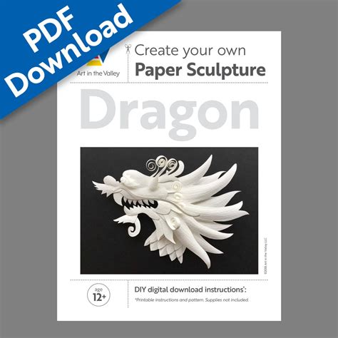 Dragon Paper Sculpture Kit PDF Instant Download Create Your Own Paper Sculpture Wall Art - Etsy