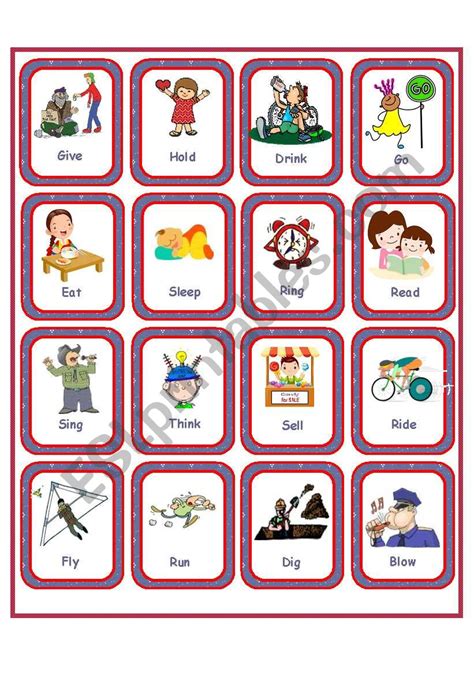 Flashcards Irregular Verbs Set 1 ESL Worksheet By Anna P