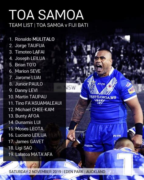 Matt Parish Names Toa Samoa Team to Take On Fiji - Samoa Global News