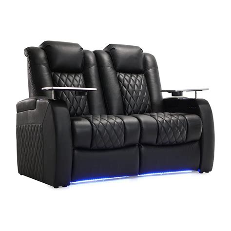 Customized Supplier Home Theater Furniture Black Leather Sofa With