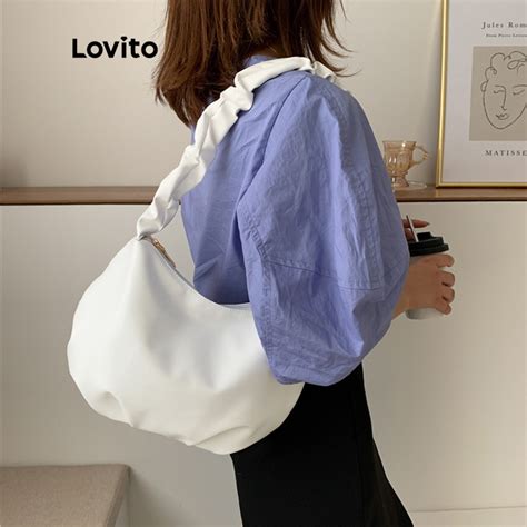 Lovito Casual Bolsa De Ombro Feminina Lisa Pequena Plissada Z Per