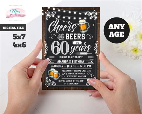 Cheers And Beers To 60 Years Invitation 60th Birthday Etsy