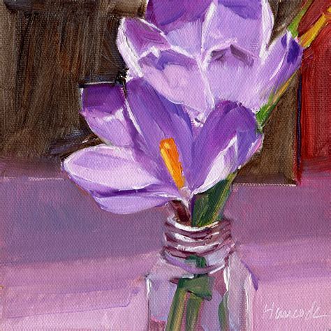 Gretchen Hancock S Paintings Two Purple Crocuses SOLD