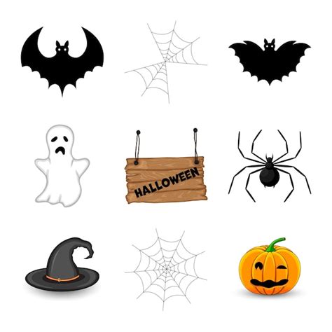 Premium Vector Halloween Set With Traditional Attributes On White