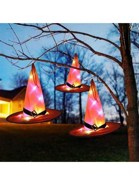 Halloween Led Light Up Witch Hat Glowing Witches Caps Props Hanging