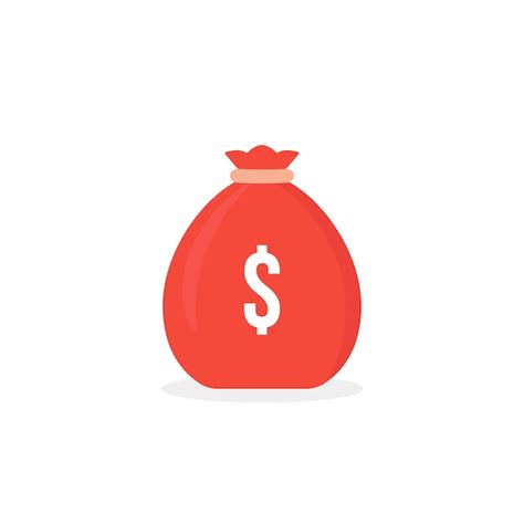 Premium Vector Red Simple Money Bag Icon Isolated On White