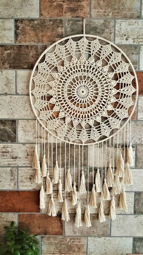 Extra Large Dream Catcher 18 Inch Crochet White Etsy Dream