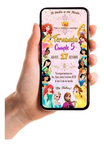 Invitación Digital De Princesas Disney Meses sin interés