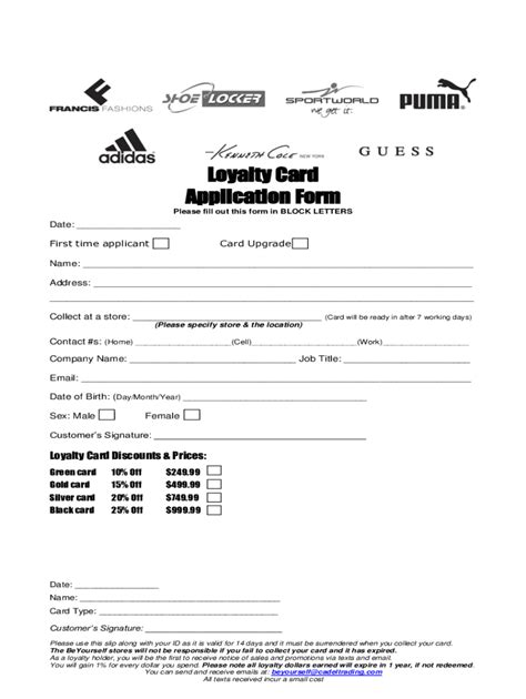 Fillable Online Loyalty Card Plus Application Form Fill Out And Sign