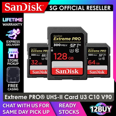 Sandisk Extreme Pro Sd Card 4k U3 V90 Uhs Ii C10 300mbs Read Speed 260mbs Write Speed 32gb