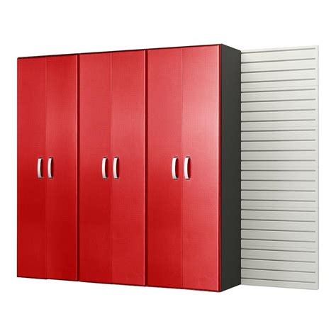 Flow Wall Modular Wall Mounted Garage Cabinet Storage Set in White/Red ...