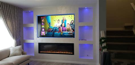 Media Wall With Fireplace Installation - Design Renovations Remodeling