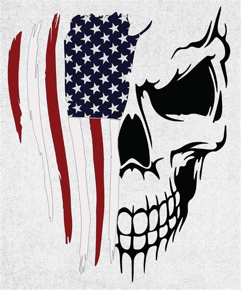 USA Skull Flag Tattered Distressed Decal American Flag Skull Etsy