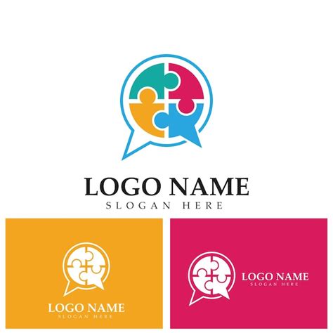 Premium Vector Puzzle Chat Logo Template Illustration