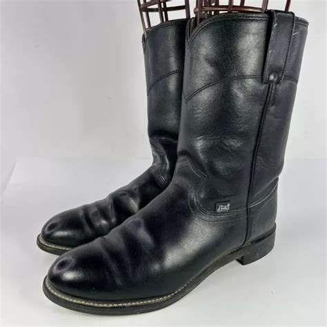 Justin Men S Roper Boots Us Ee Black Leather Cowboy Western Boot