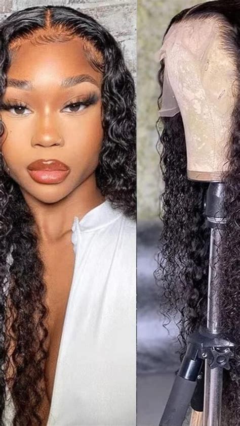 Deep Wave Lace Front Wigs Human Hair Inch Hd Transparent Lace Front