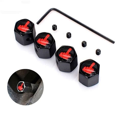 4Pcs Set Car Styling Zinc Alloy Anti Theft Middle Finger Style Car Tire