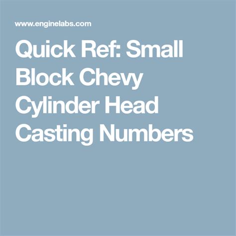 Small Block Chevy Head Identification Symbols