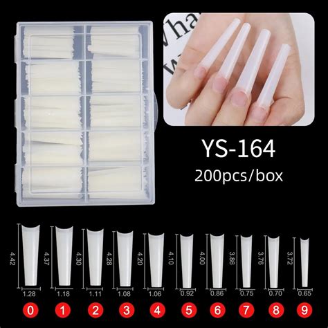 10 Sizes Square Stiletto Super Long Soft Gel Nail Tips Natural Clear