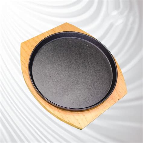 Cast Iron Round Sizzling Plate With Board Round Hot Plate Sizzling