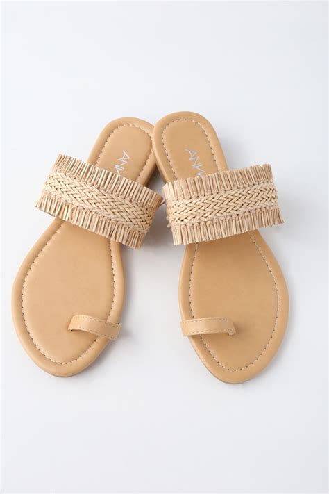 Cute Beige Shoes - Flat Sandals - Beige Sandals