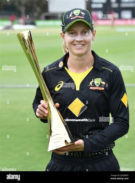 Meg Lanning Of Australia Is Seen Holding The Trophy After Australia Win