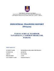 Final Report Li Afiq Aiman Docx Pdf Faculty Of Plantation And