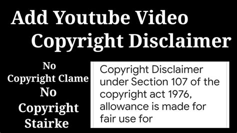 How To Add Disclaimer In Youtube Video Youtube Copyright Disclaimer